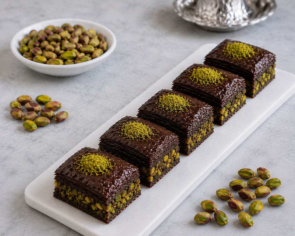 Pistachio Chocolate Baklava ￼